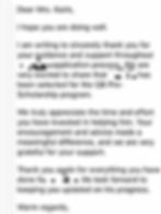 家长写给顾问的邮件截图。家长对顾问在申请过程中的指导表示感谢，并分享孩子成功入选QB Pre-Scholarship项目的喜讯。