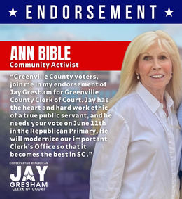 New Endorsement Alert: Ann Bible Throws Support Behind Gresham for Clerk