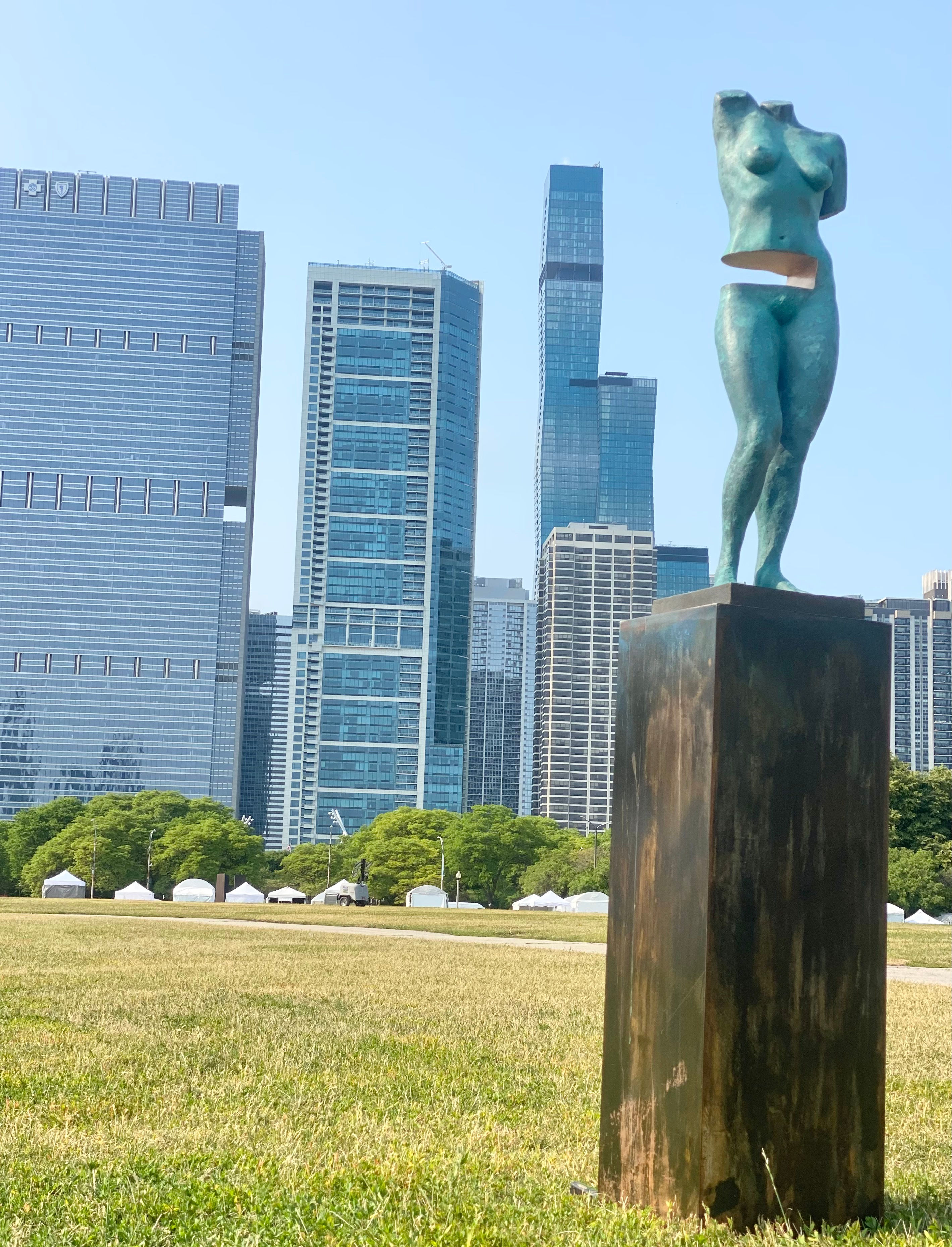 Exploring the potential of negative space In this Bronze female sculpture by Yves Goyatton
