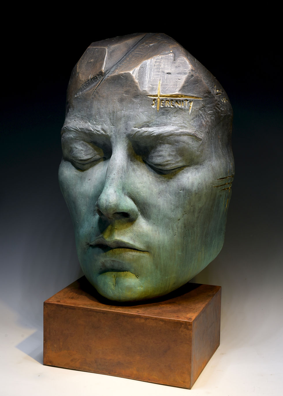 Thumbnail: Serenity 19"H Figurative 26Ib Bronze Sculpture By Yves Goyatton