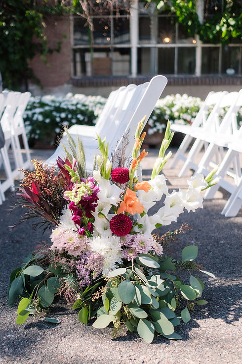 Florboxoxo Blanc Denver floral design for weddings ceremony aisle flowers white chairs