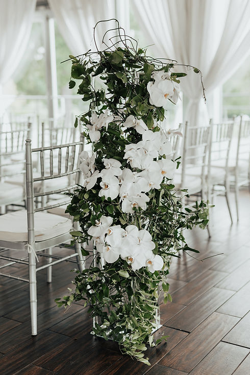 Florboxoxo Wellshire Event Center Denver floral design for weddings aisle flower pillars