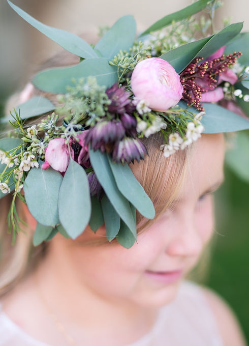 Florboxoxo Blanc Denver floral design for weddings eucalyptus flower crown flower girl