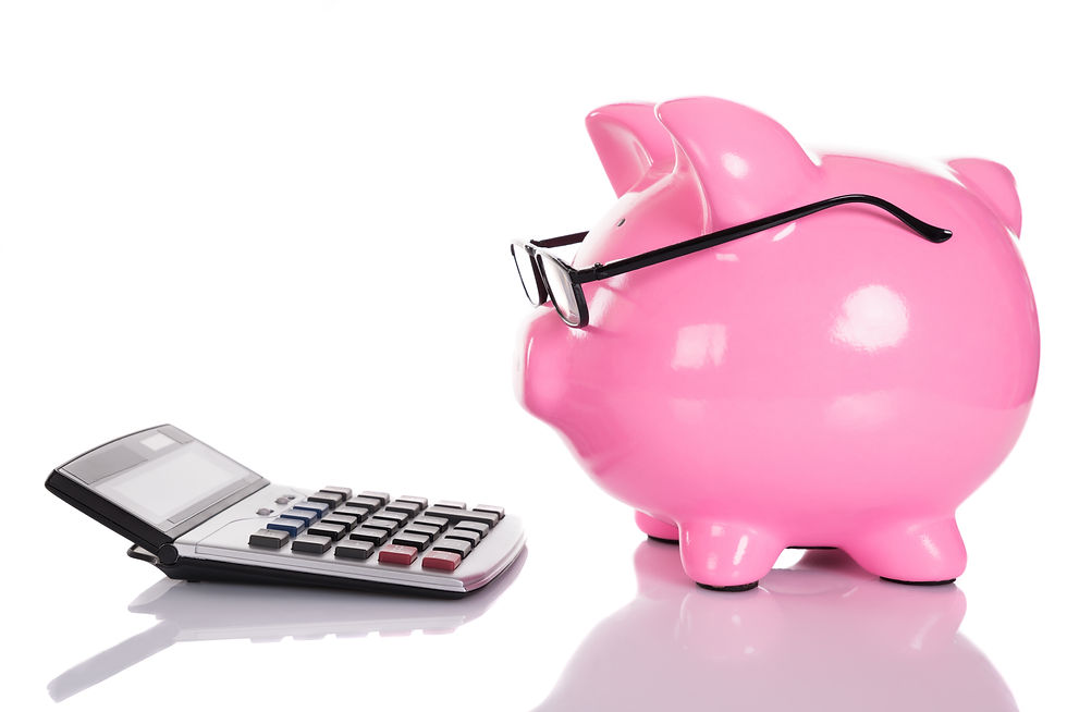 image of calculator and a piggy bank