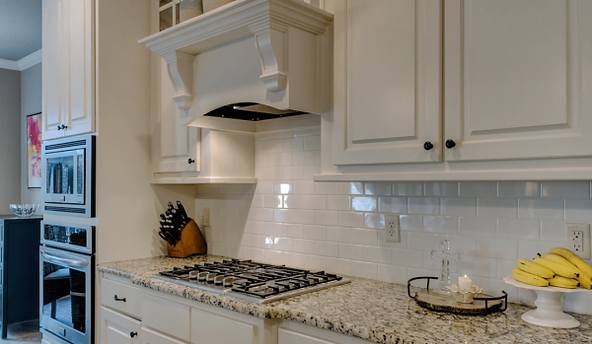 kitchen with white kitchen cabinet doors