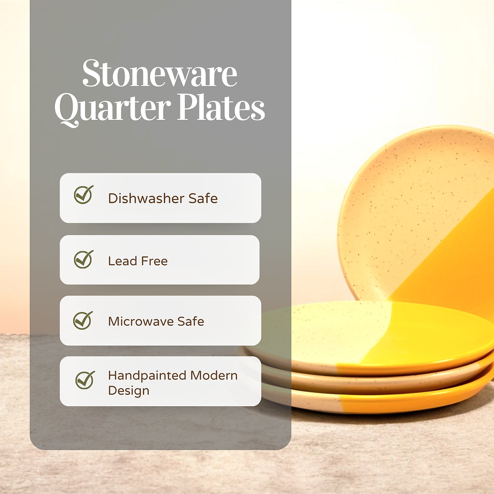 Thumbnail: Artisan Stoneware Quarter Plates | Set of 4 | Hand-Glazed