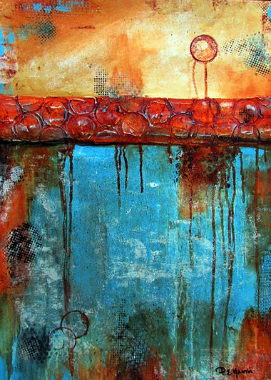 Endless Summer Original abstract acrylic painting on paper by P. E. Martin, Visual Communication Engineer (Artist) who works in creating original abstract art, pop art, contemporary modern art.