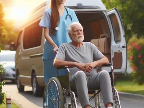 Man being pushed in aWhelchair