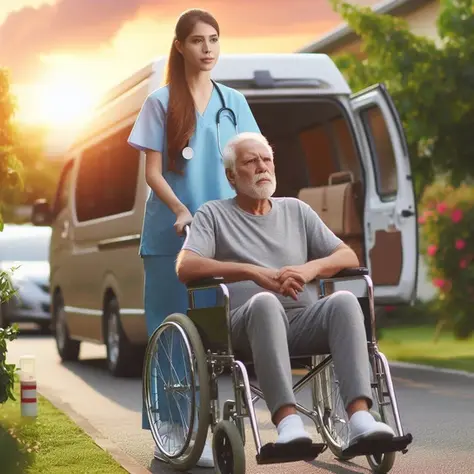 Man being pushed in aWhelchair
