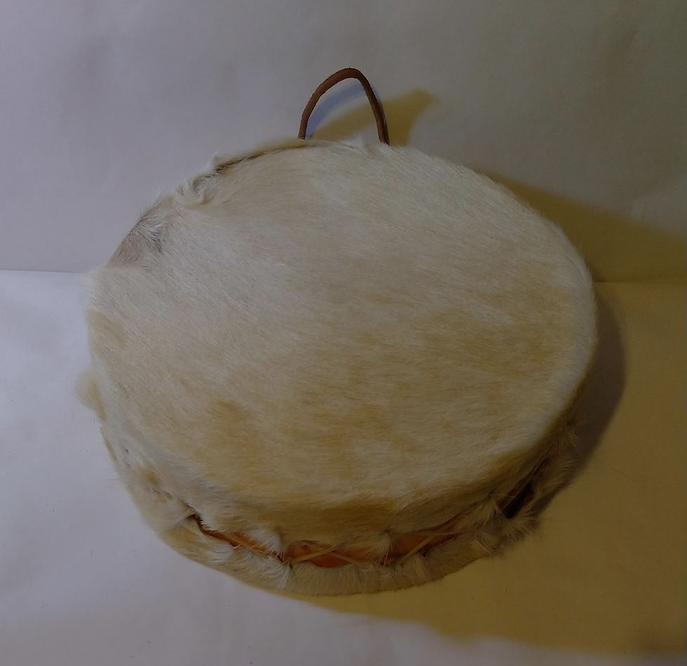 Tambor Doble parche en cuero de cabra con pelo