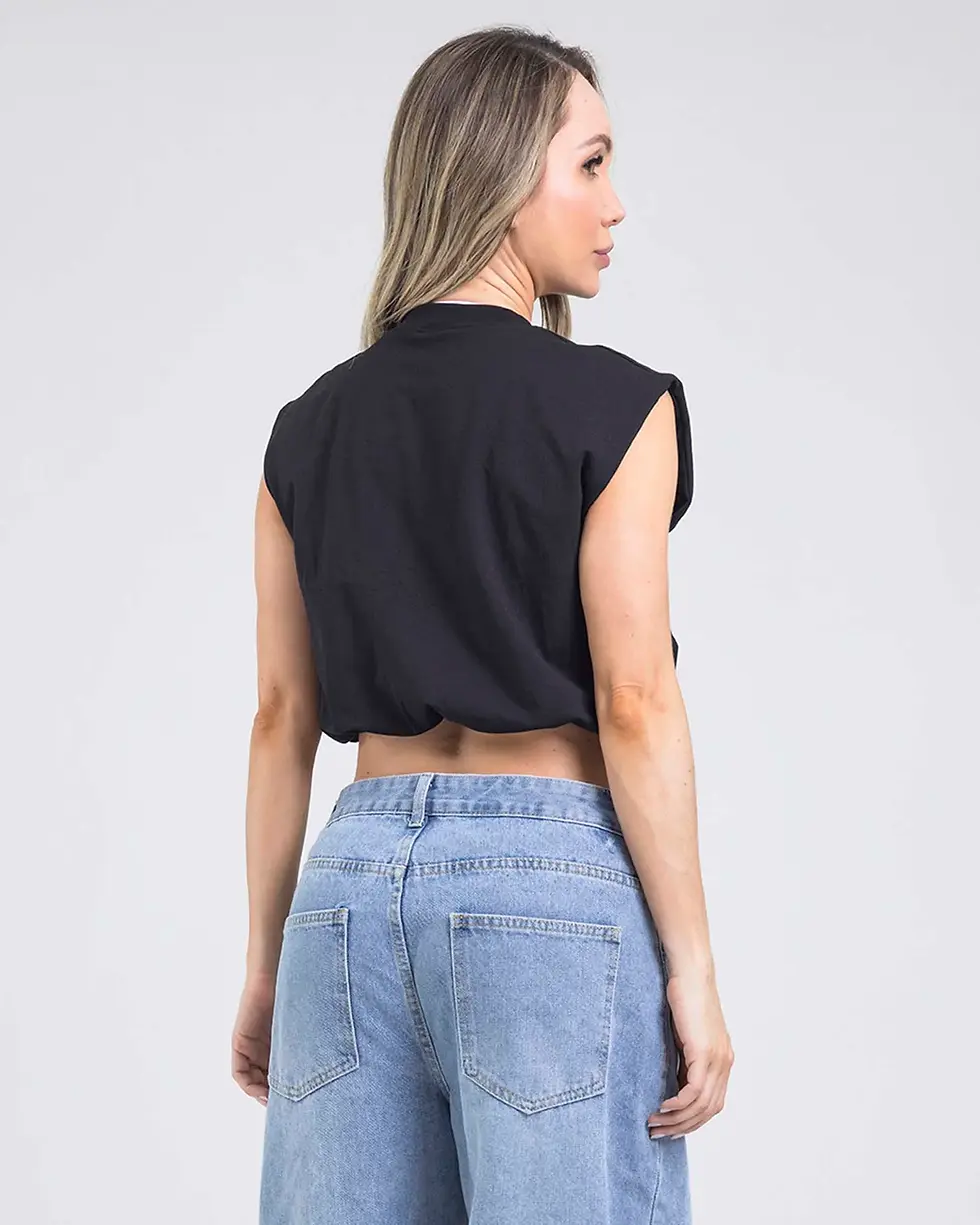 Thumbnail: BLUSA CORTA BOMB NEGRO - FIBER OUTDOOR