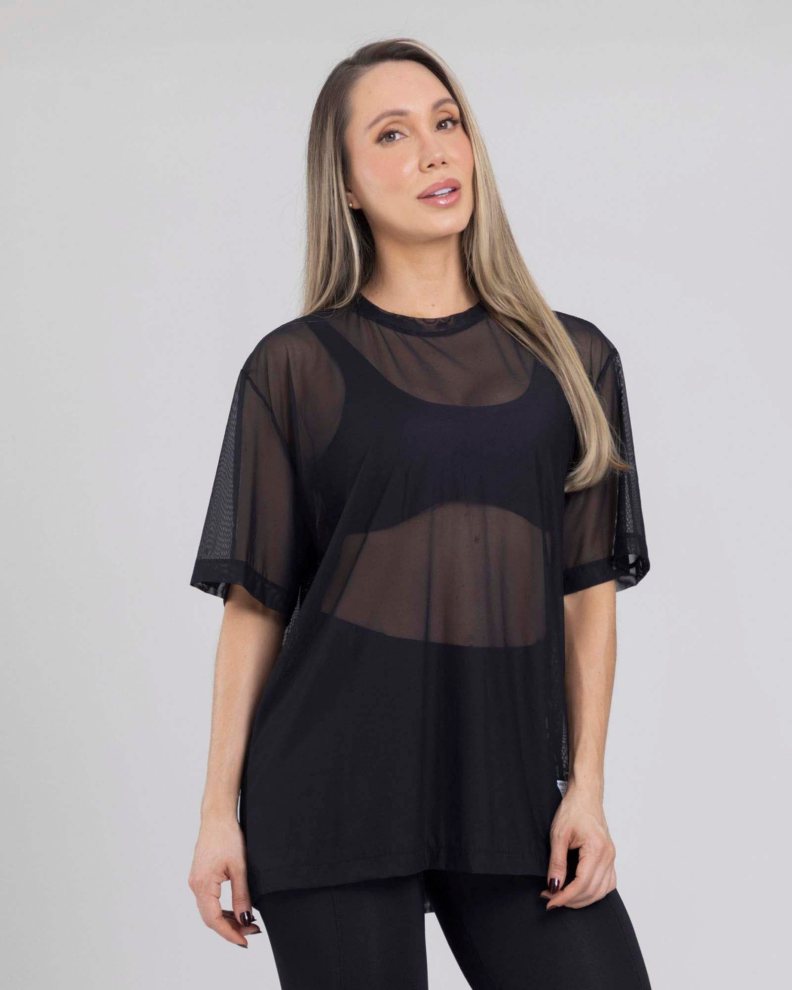 CAMISETA OVERSIZE MESH AURA NEGRO FLEXI FIBER  (FLLB03A)