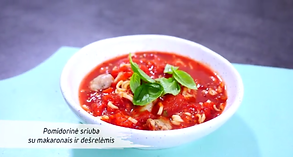 Pomidorinė sriuba su makaronais ir dešrelėmis