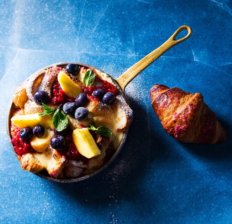 kruasanų pudingas, receptas