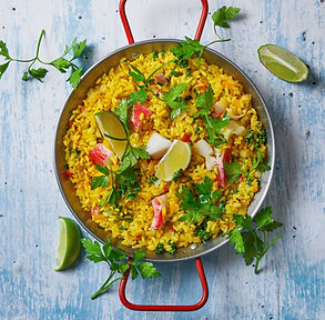 Sočioji „Paella" su krabų lazdelėmis (Receptas)