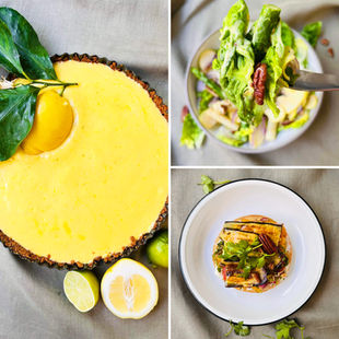 ALFAS VIENAS NAMUOSE receptai: brusketos su baklažanais, šparagų salotos, kreminis citrinų pyragas