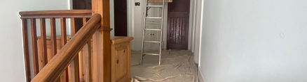 We use dust sheets to cover and non hard floor surface in order to protect carpets from damage.