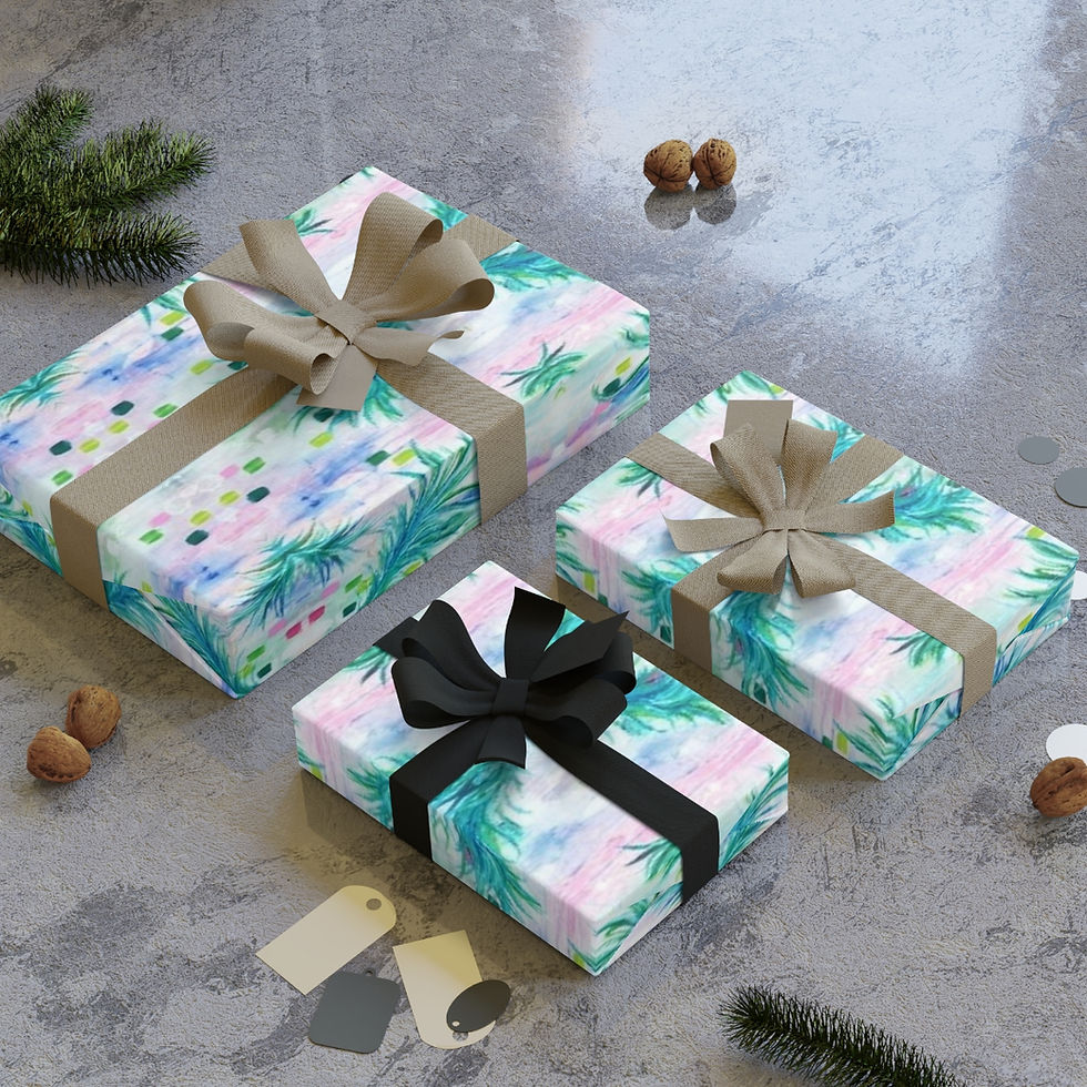 Thumbnail: Vivianne Teal Gift Wrapping Paper Rolls, 1pc