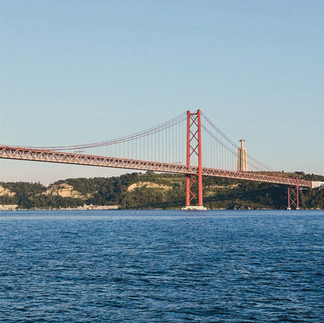 25 de Abril Bridge seen from the Tagus River during a boat tour in Lisbon