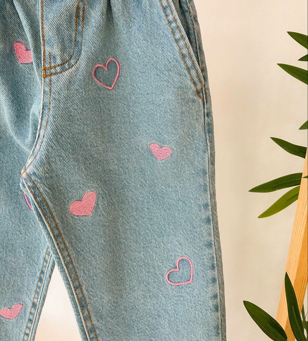 Küçük resim: Kalp Desenli Yeni Kot Pantolon