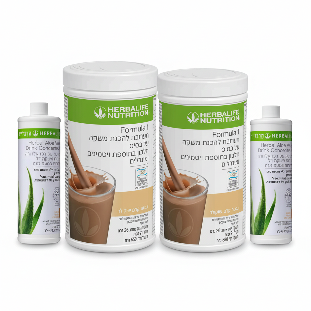 מארז 2 שייקים פורמולה 1 ו-2 אלוורה הרבלייף