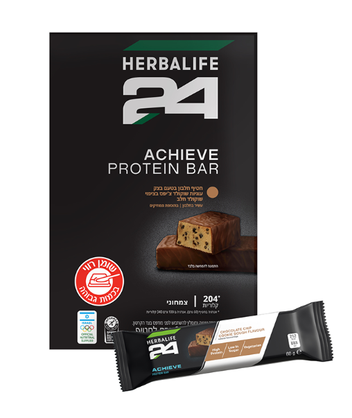 חטיף חלבון H24 ACHIEVE – חדש !! טעם בצק עוגיות שוקולד צ'יפס
