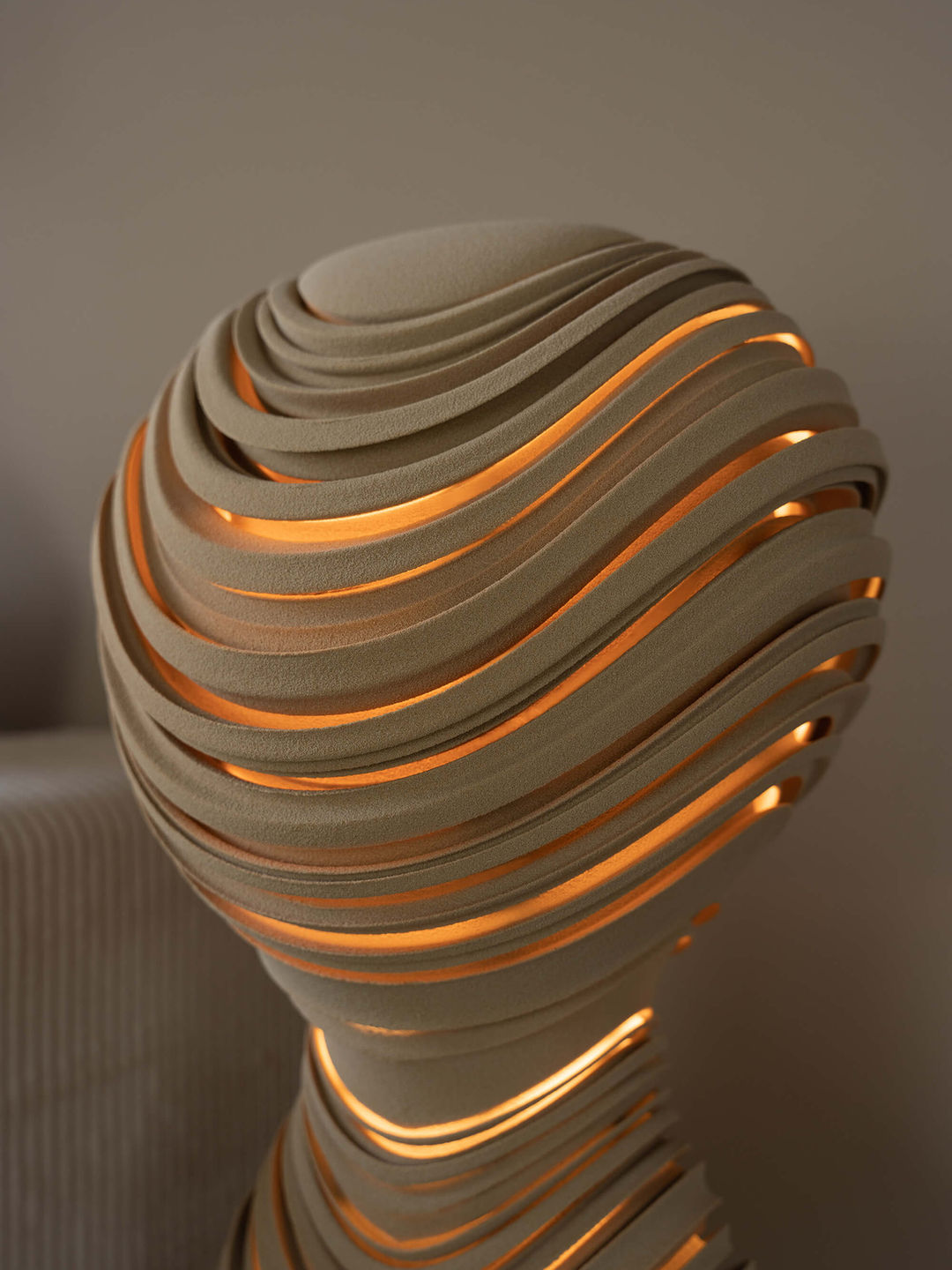 Suede Table Lamp, quartz sand, by Rollo Studio, view 4