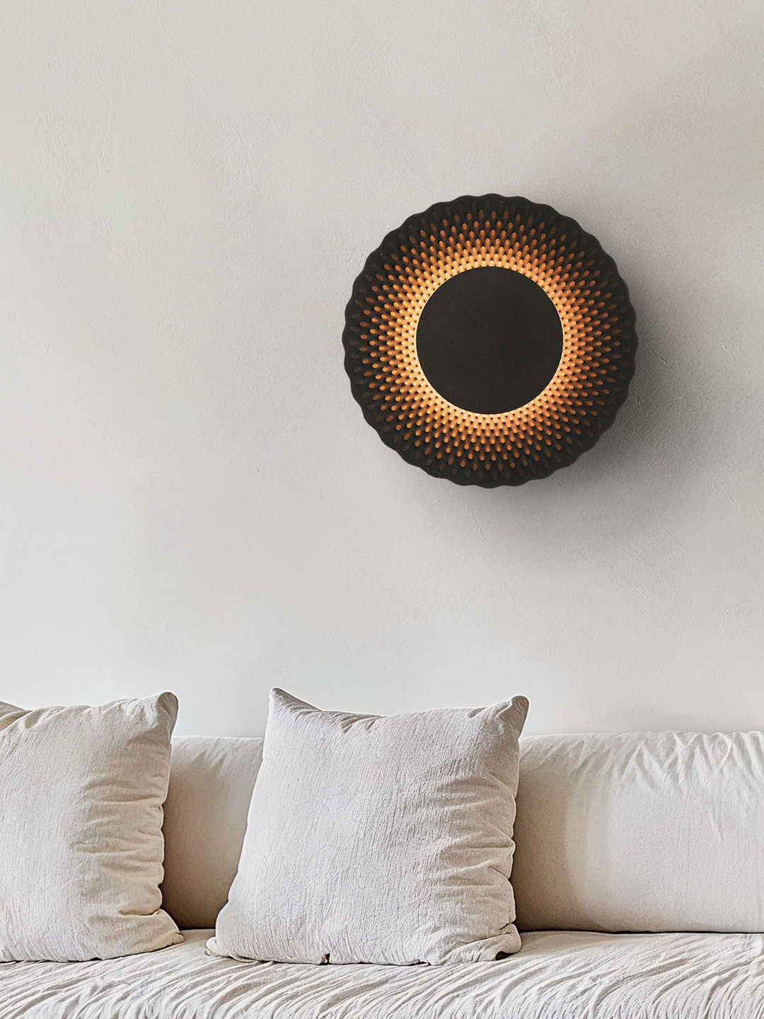 Sun VXS7 Wall Lamp, black quartz sand wall light by Rollo Studio, view 2