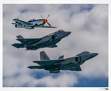 Lockheed F-22 Raptor + F-35A Lightning II + North American P-51D Mustang // Pacific Airshow (USA) // Septembre 2023