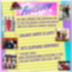 80s-themed donation request poster with colorful background. Text seeks cowboy boots, hats, and vintage clothing for musical. Includes contact email.