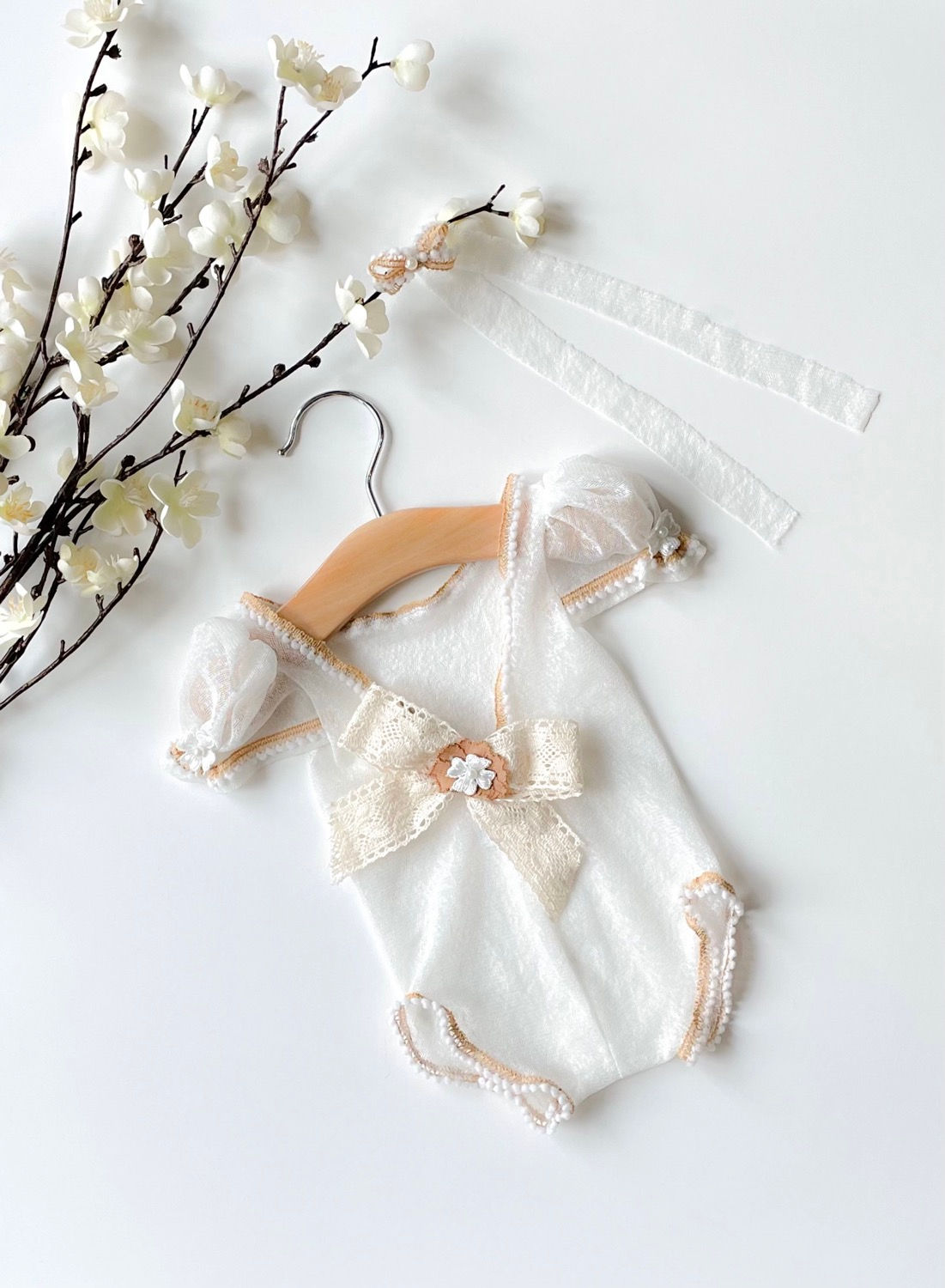 Newborn girl vintage tulle photography outfit set 