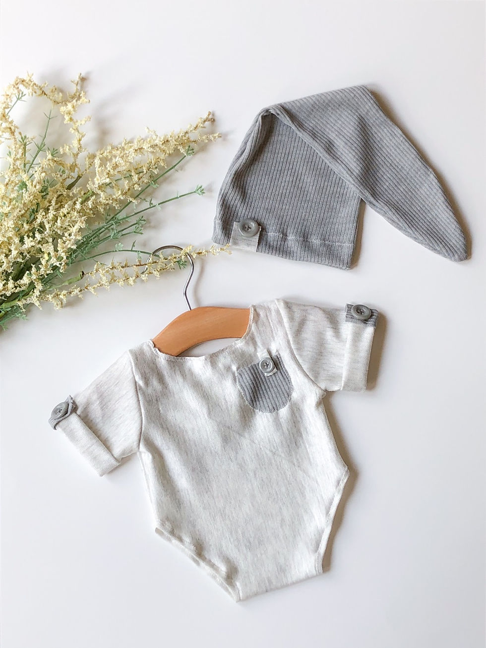 Newborn photography stretchy knit cotton fabric for photography with hat