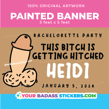 Thumbnail: Bitch is getting hitched - Bachelorette Party penis banner - Hand painted bann