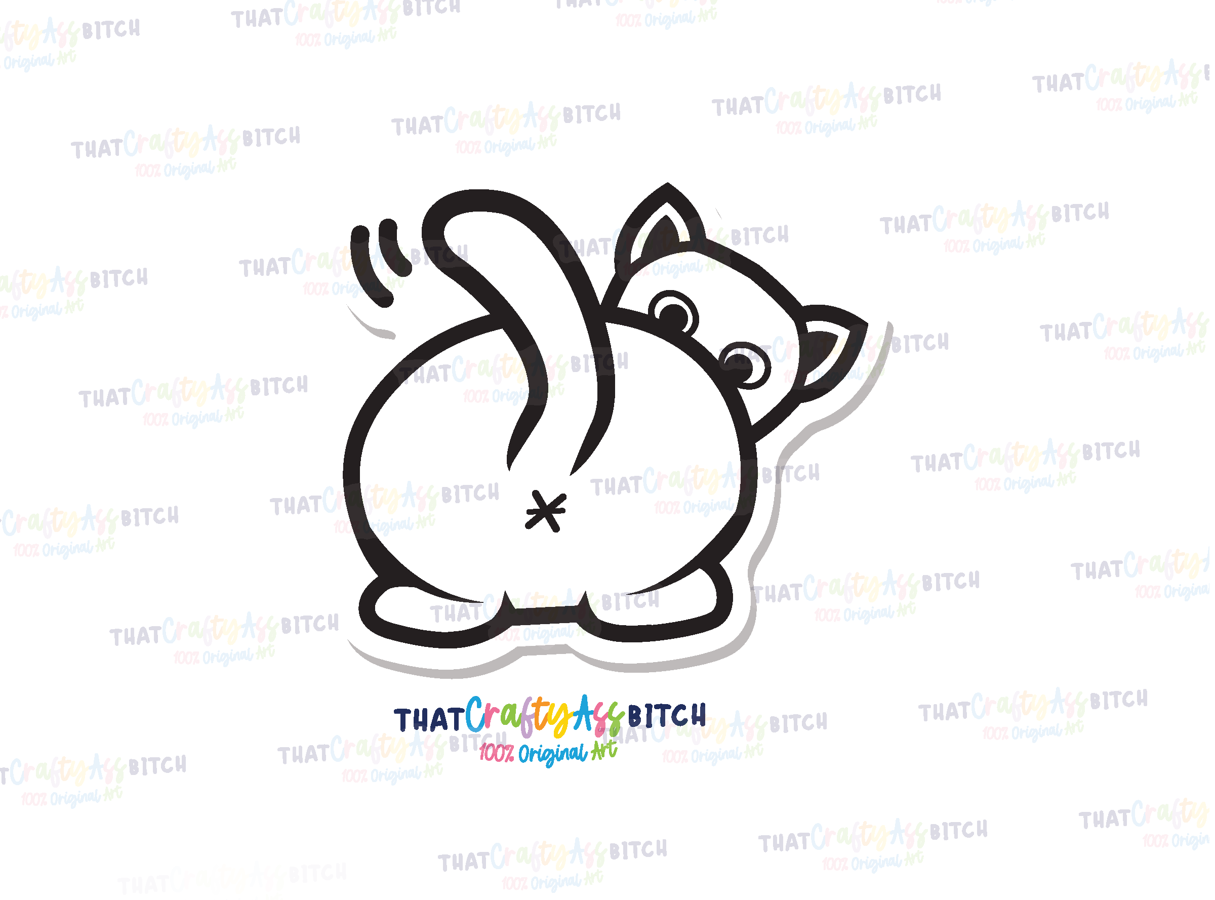 White cat butt original design