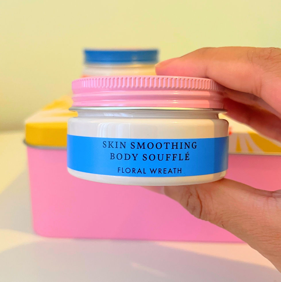 UGC video and product photography of Joules' skin smoothing body souffle, in the scent 'royal wreath' which has floral undertones and a soft, hydrating feel. Designed for TikTok and Instagram Reels. Shot and edited with millennial and gen-z audiences in mind.