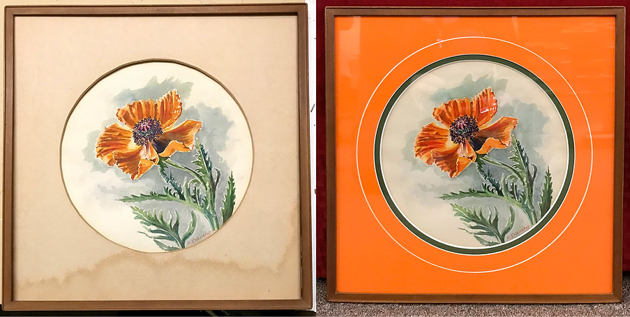 art repair, art restoration, water damage on frame