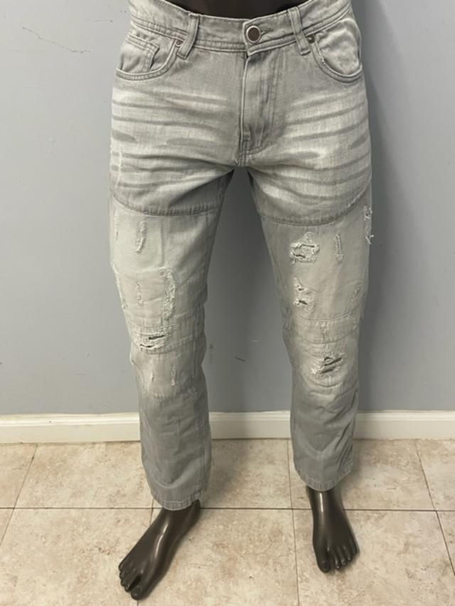 Thumbnail: Arketype jeans denim gray premium cotton straight fit tears