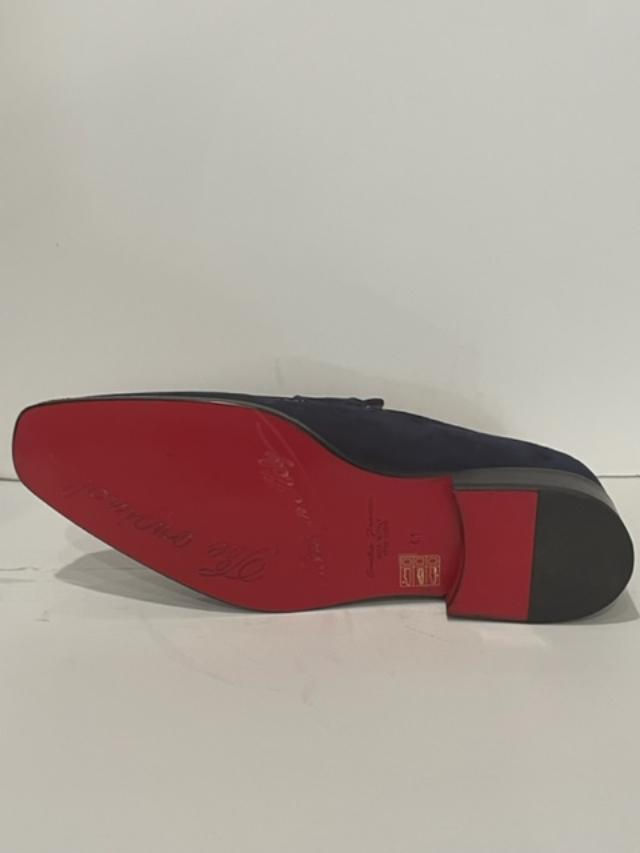 Thumbnail: Emilio Franco shoes navy slip on suede red bottom sole