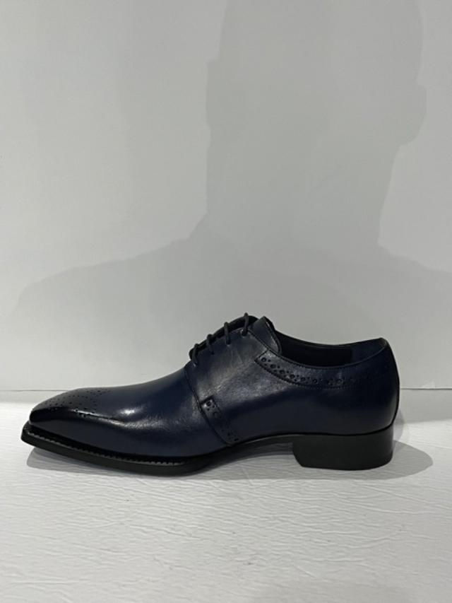 Thumbnail: Emilio Franco shoes navy oxford italian leather calf cap toe