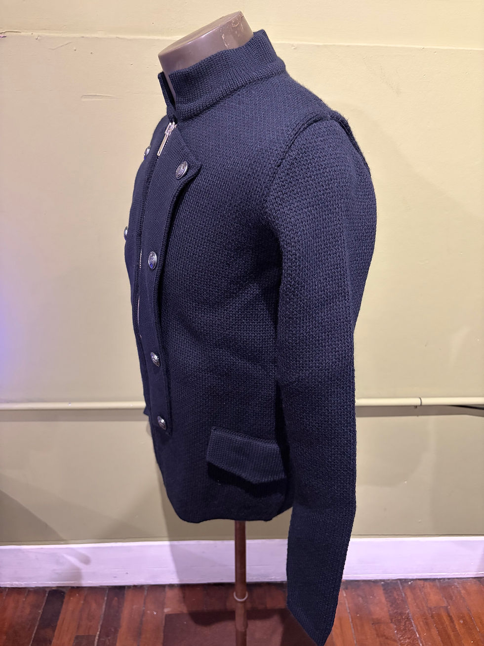 Thumbnail: LCR sweater jacket navy military side pockets modern fit