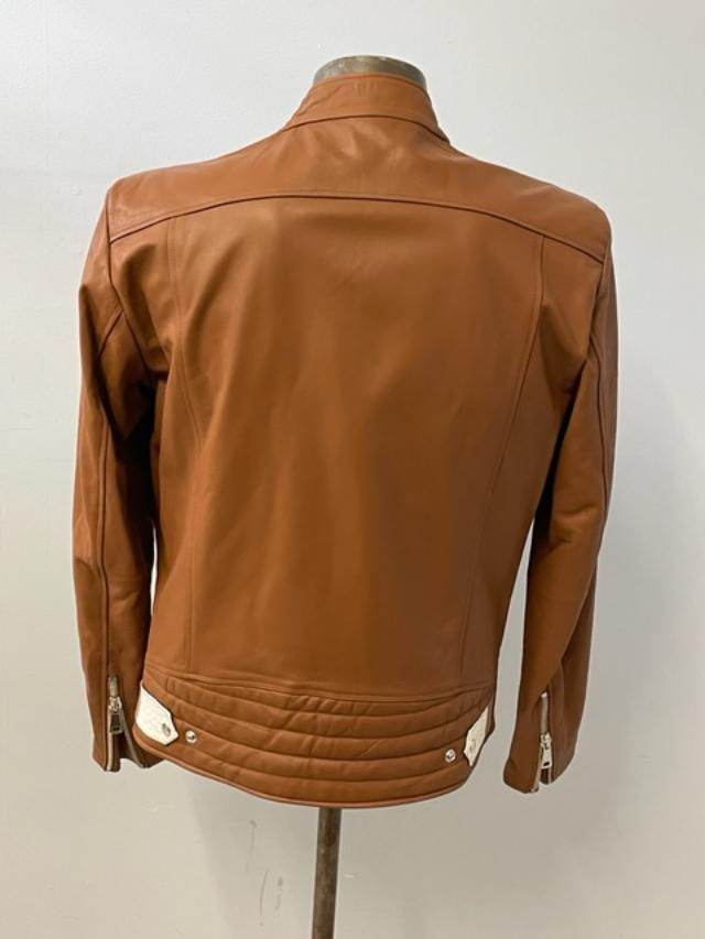 Thumbnail: Fennix italy jacket biker cognac atalian lambskin/alligator modern fit