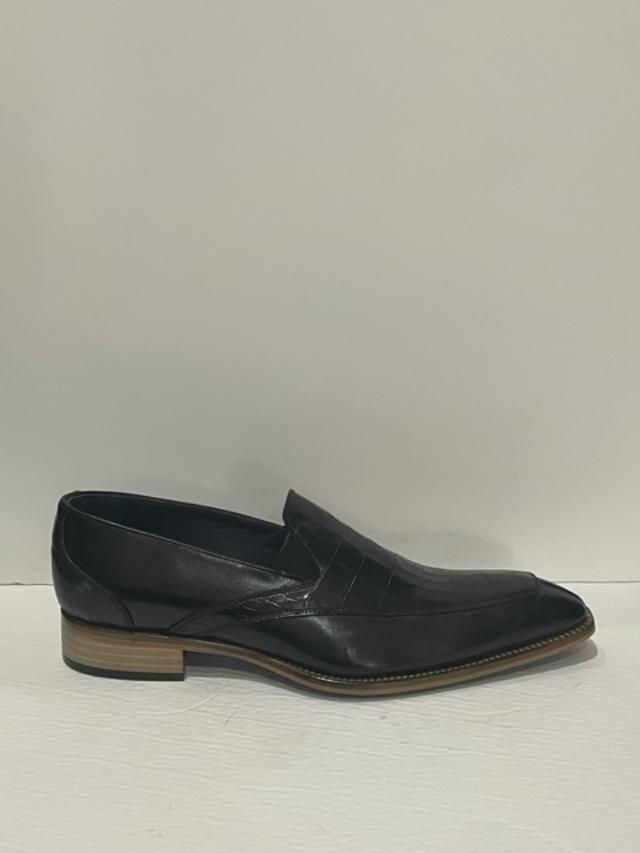 Thumbnail: Duca shoes dressy black point toe slip on italian leather