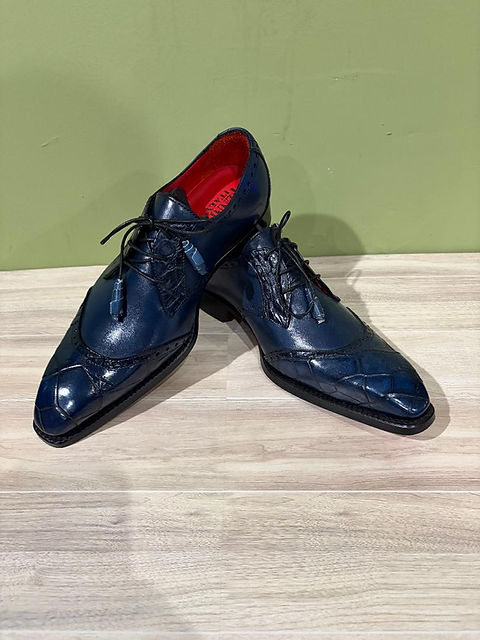 Fennix Italy dress shoes blue leather calf/gator oxford | Exclusivelyfashion Fennix Italy dress shoes blue leather calf/gator oxford | Exclusivelyfashion