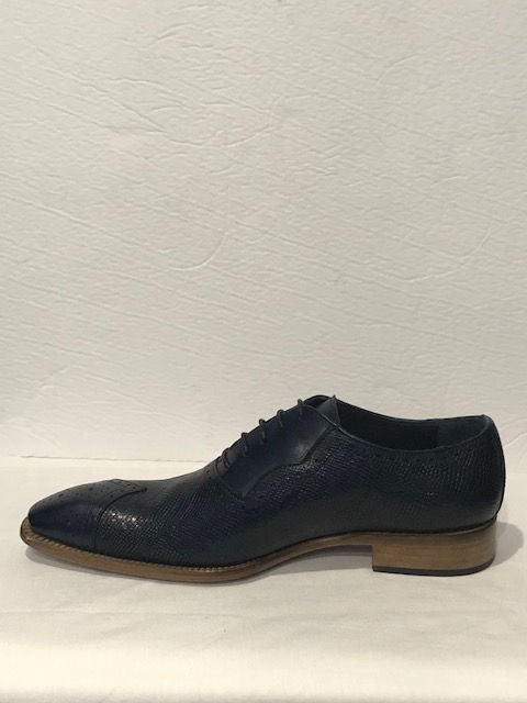 Thumbnail: Duca shoes navy italian leather point toe oxford lace up