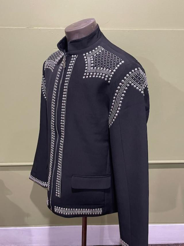 Thumbnail: Barabas jacket black studded modern fit no collar