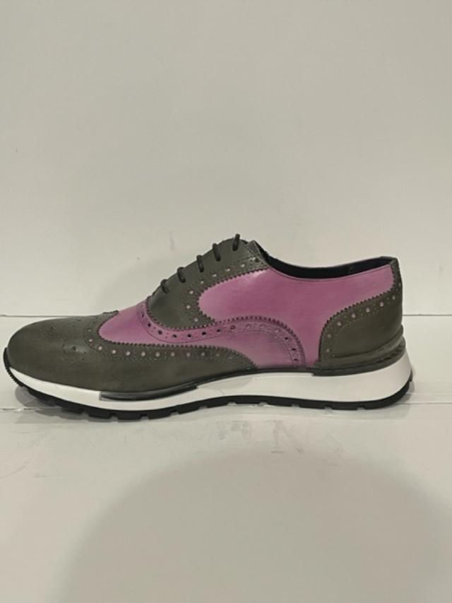 Thumbnail: Duca shoes casual sneakers leather calf gray/pink