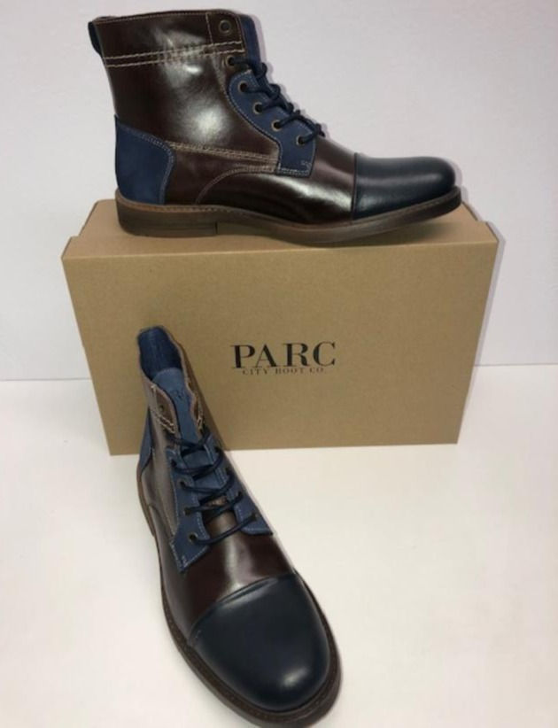 Thumbnail: PARC boots anlke premium leather/ round suede brown/blue