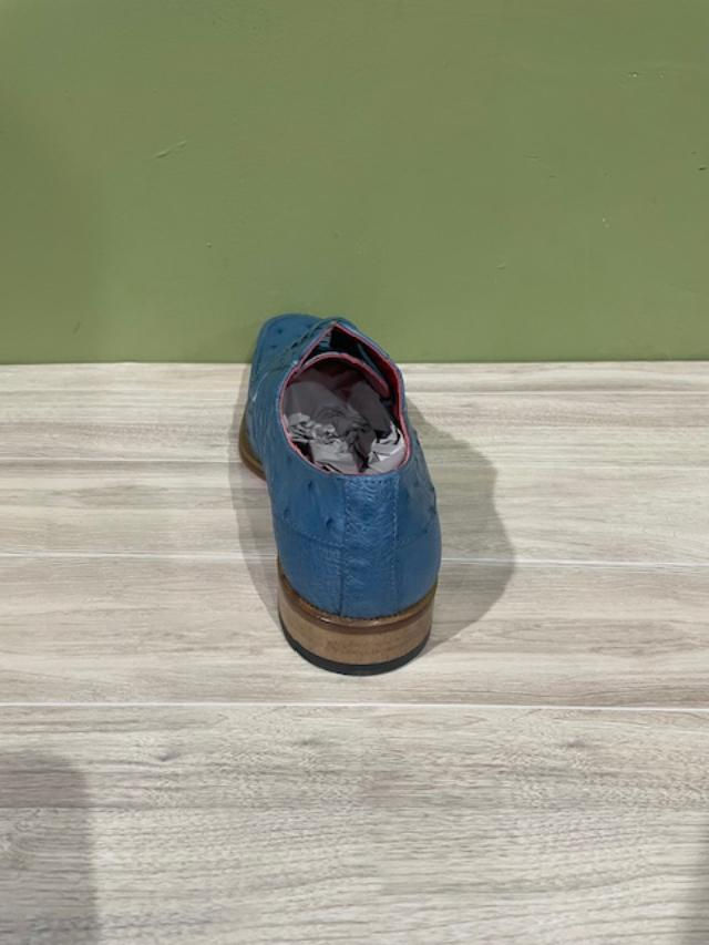 Thumbnail: Fennix Italy dress shoes genuine ostrich denim blue oxford