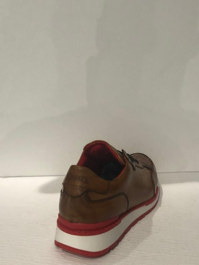 Thumbnail: Fennix Italy shoes cognac leather calf/alligator casual sneaker