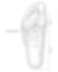 Diagram of a foot sole showing acupuncture point Yongquan KID-1 marked by a red dot. Dashed lines indicate one third and two thirds.